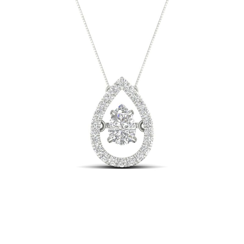 Pear-Shaped Lab Grown .62ctw. Beats of Love Pendant in 14k White Gold image number null